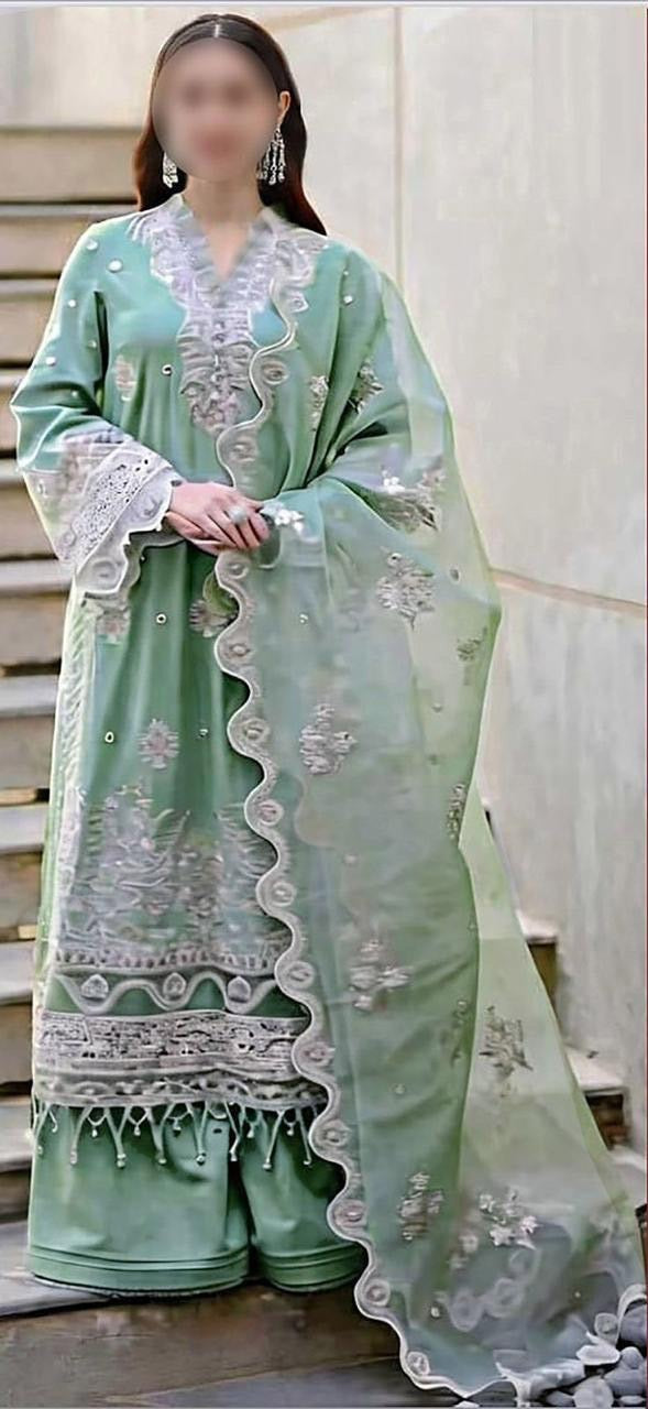 Bonanza Satrangi Luxury Fancy Bana Dora Lawn Dyed Heavy Embroided Front with Daman Lace