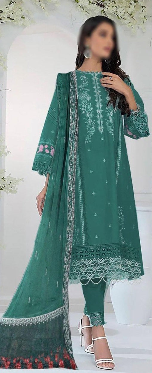 Azure Luxury Fancy Bana Dora Lawn Dyed Heavy Embroided Front with Daman Lace & patch