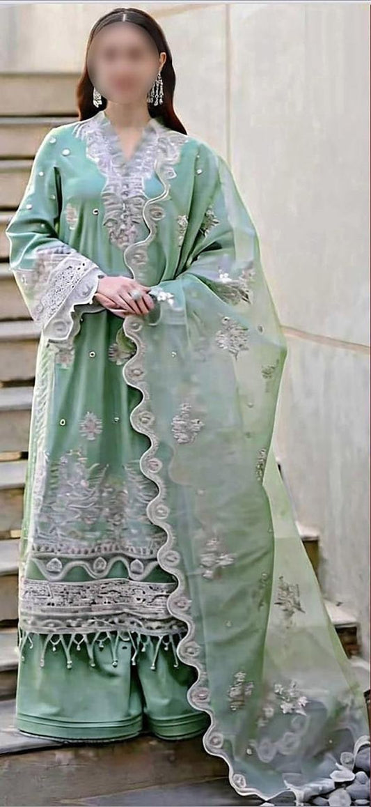 Bonanza Satrangi Luxury Fancy Bana Dora Lawn Dyed Heavy Embroided Front with Daman Lace