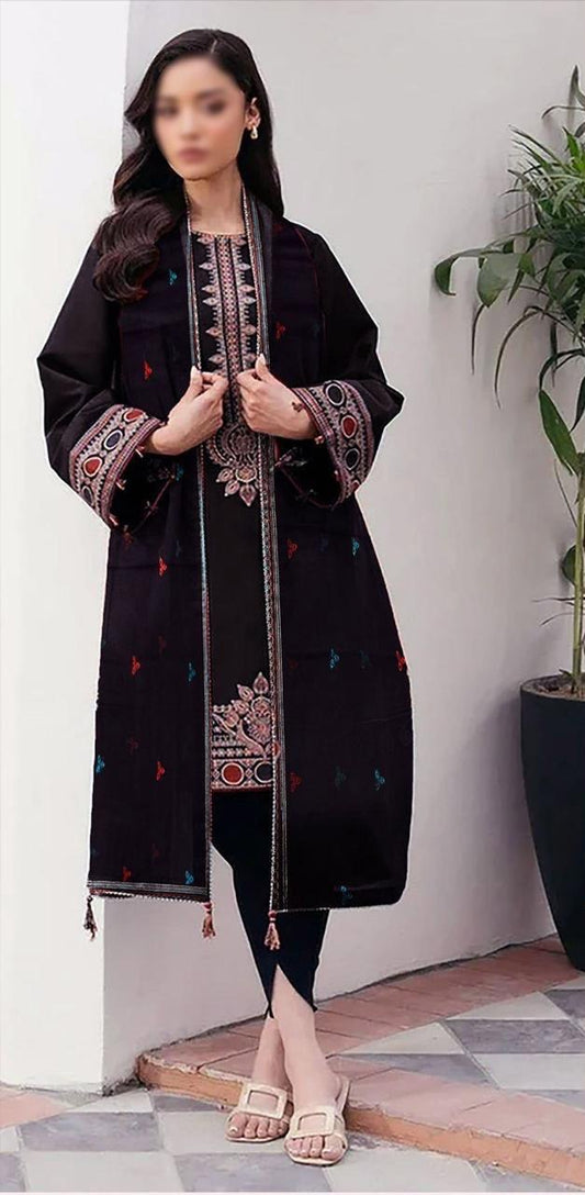 Jazmin Luxury Fancy Bana Dora Lawn Dyed Heavy Embroided Front With heavy Embroidered Daman