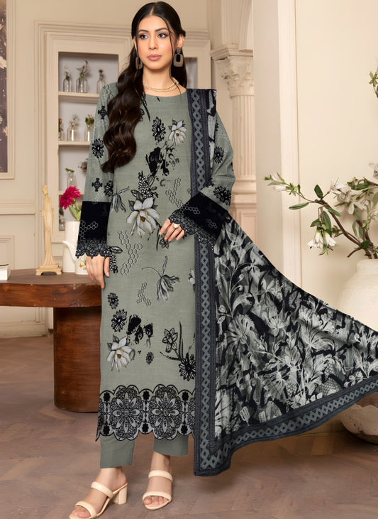 HSP – Slub Linen 3 Piece Digital Print Collection (With HSP Stamp)