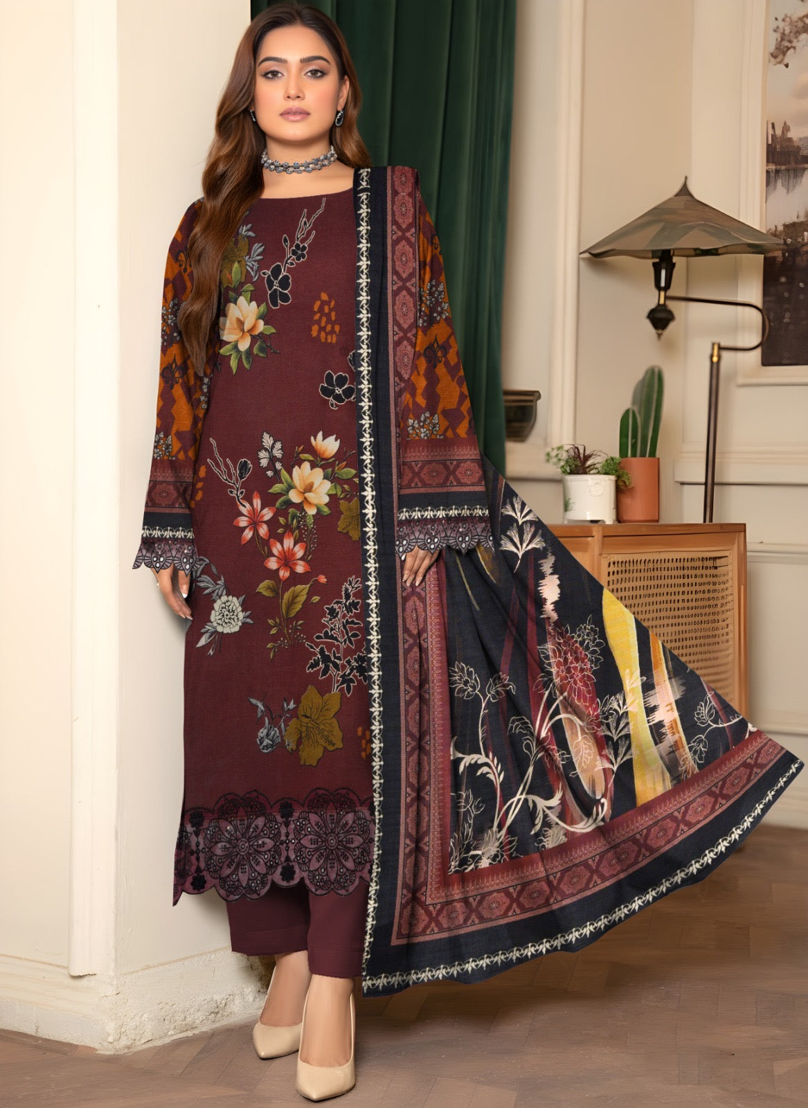 HSP – Slub Linen 3 Piece Digital Print Collection (With HSP Stamp)