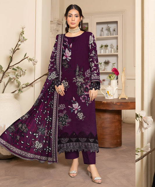 HSP – Slub Linen 3 Piece Digital Print Collection (With HSP Stamp)