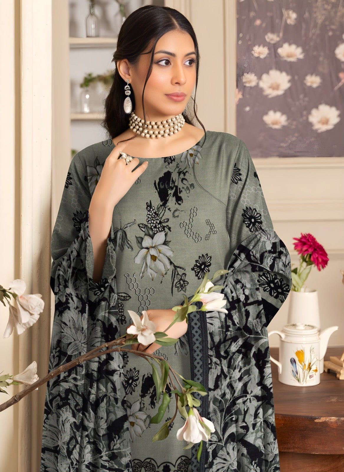 HSP – Slub Linen 3 Piece Digital Print Collection (With HSP Stamp)