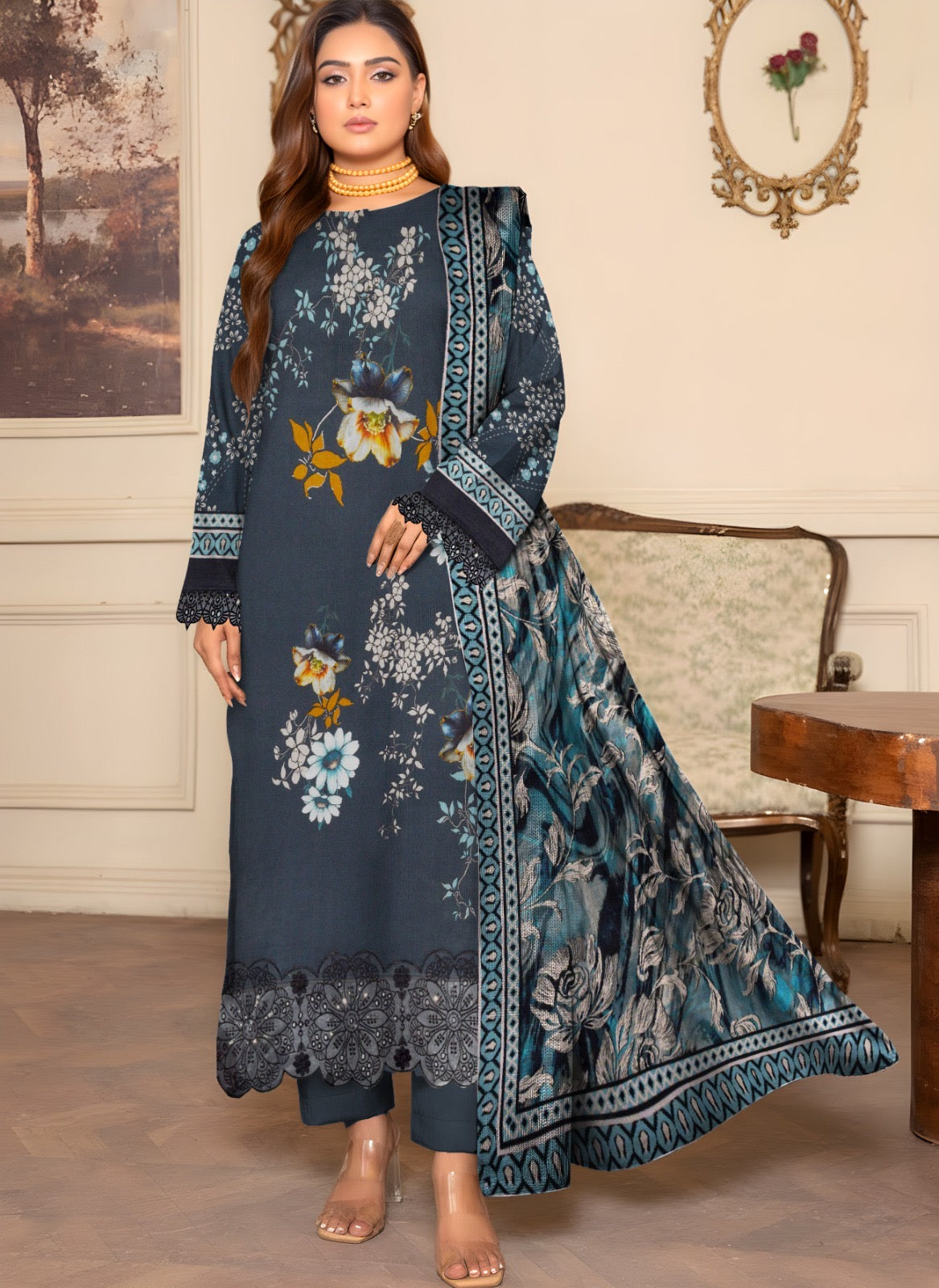 HSP – Slub Linen 3 Piece Digital Print Collection (With HSP Stamp)