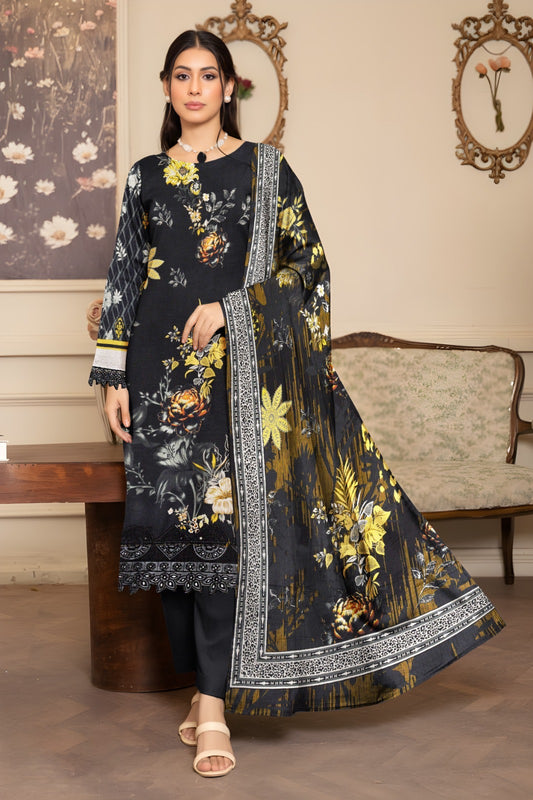 HSP – Slub Linen 3 Piece Digital Print Collection (With HSP Stamp)