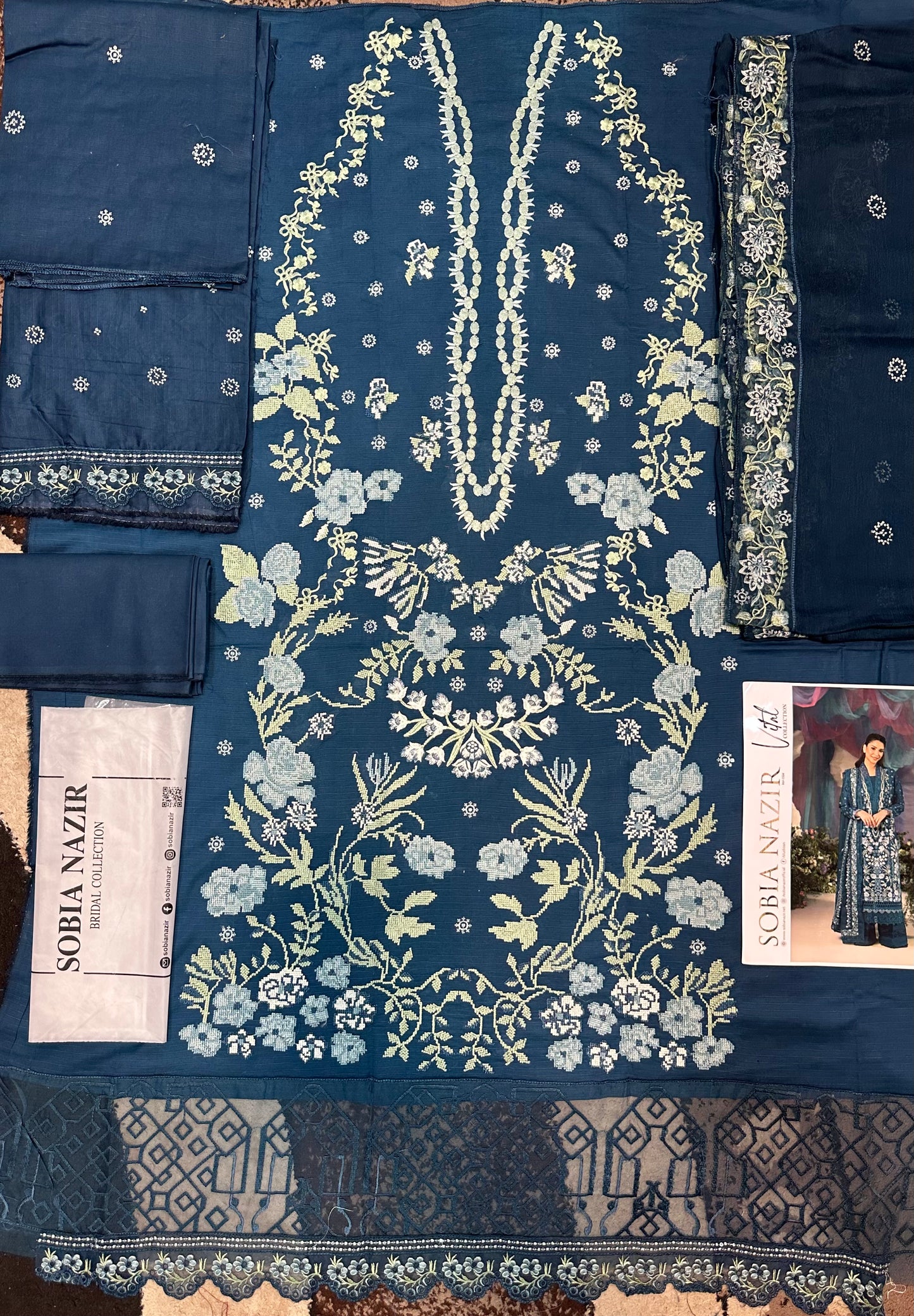 Sobia Nazeer Luxury Fancy Bana Dora Lawn Dyed Heavy Embroided Front with Daman Lace
