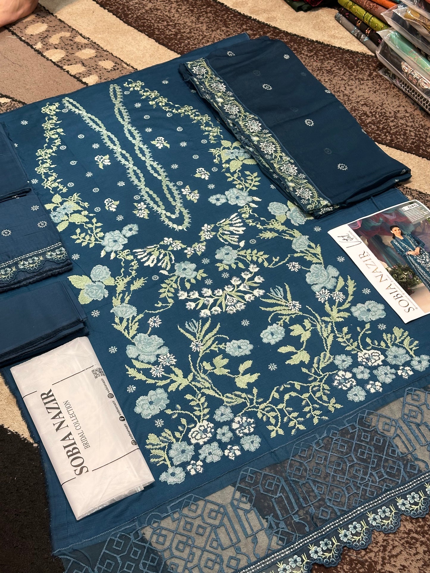 Sobia Nazeer Luxury Fancy Bana Dora Lawn Dyed Heavy Embroided Front with Daman Lace