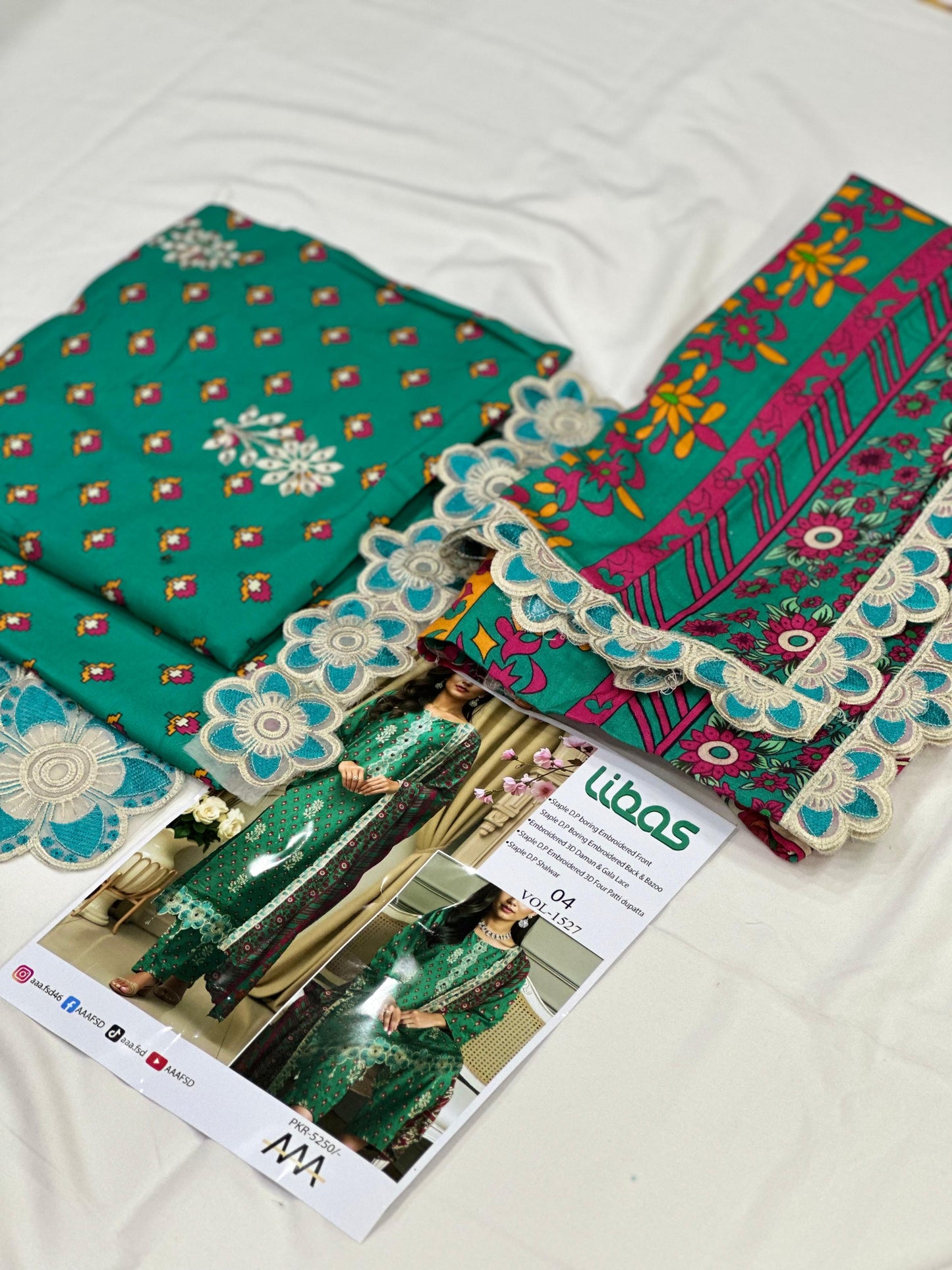 Linen 3-Piece Printed Suit with Embroidery