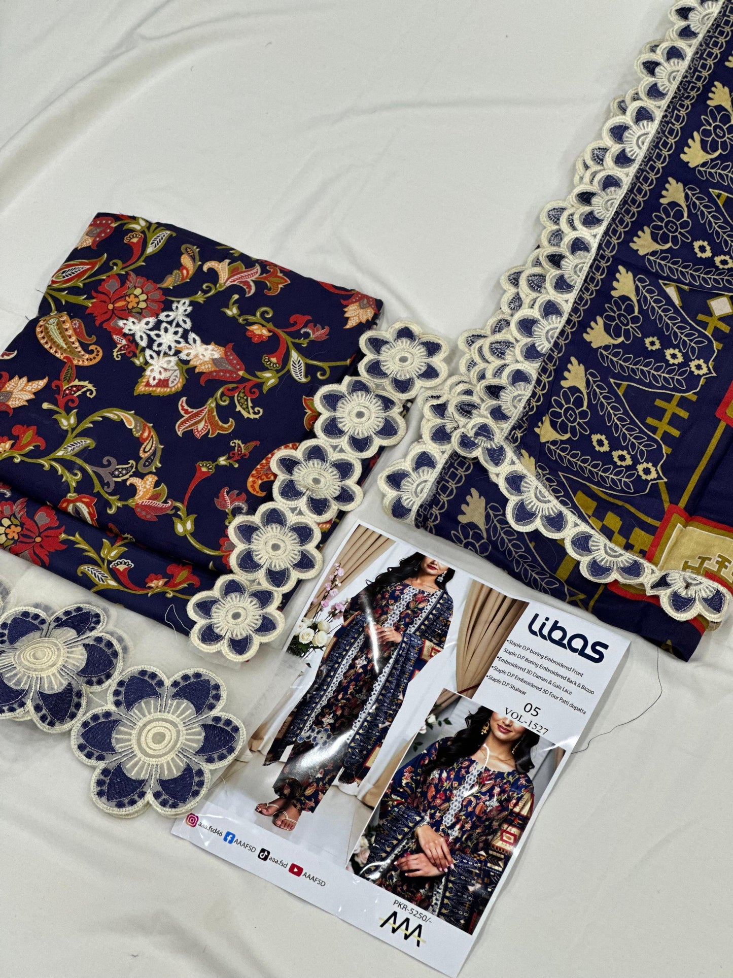 Linen 3-Piece Printed Suit with Embroidery