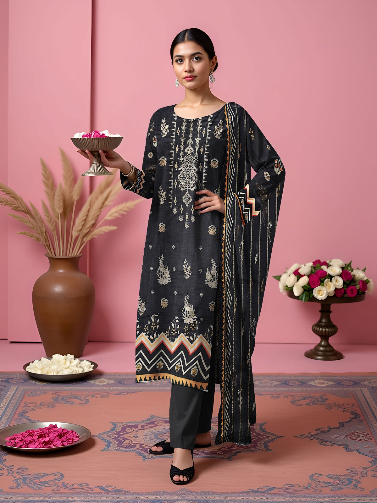 MAHAM – Linen 3 Piece Premium Winter Collection